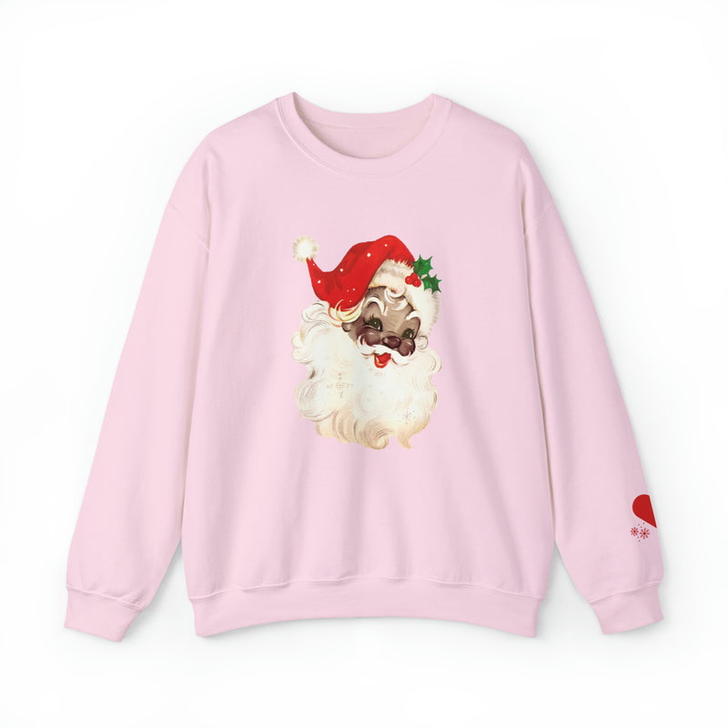 Jolly St. Nick Santa with Heart Sleeve Sweatshirt