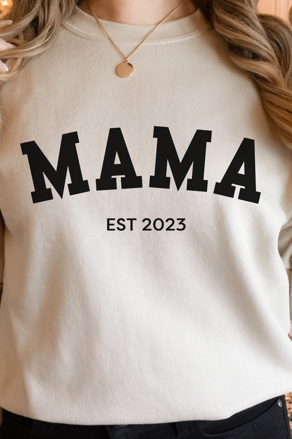 Mama Est. 2023 Varsity Sweatshirt, Black